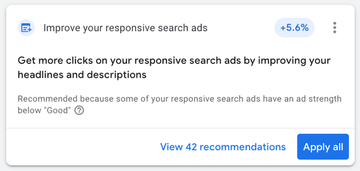 contoh kartu rekomendasi google ads