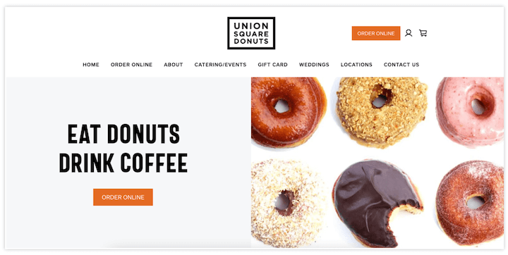 contoh desain website restoran - union square donuts