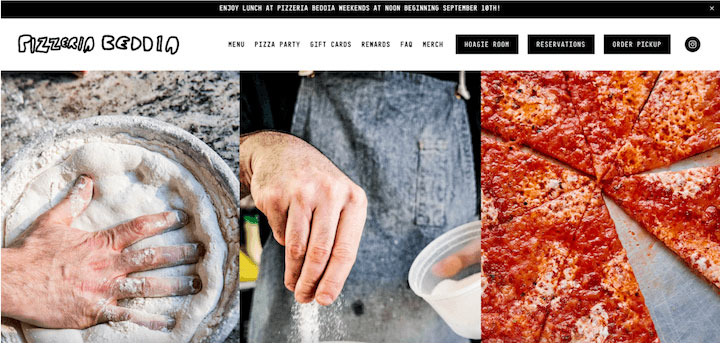 contoh desain website restoran - pizzeria beddia