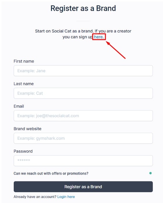 Prezzi Social Cat e come registrarsi step3.1