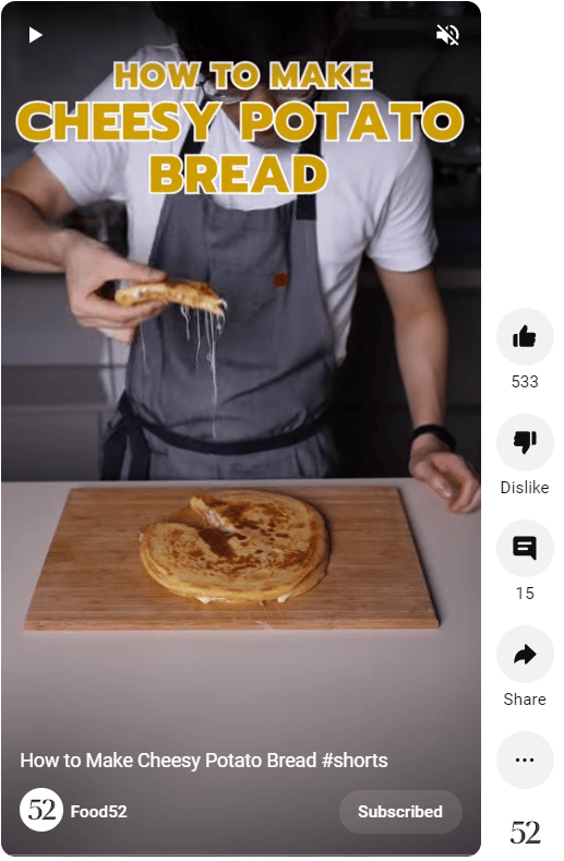 exemple de short youtube - food52