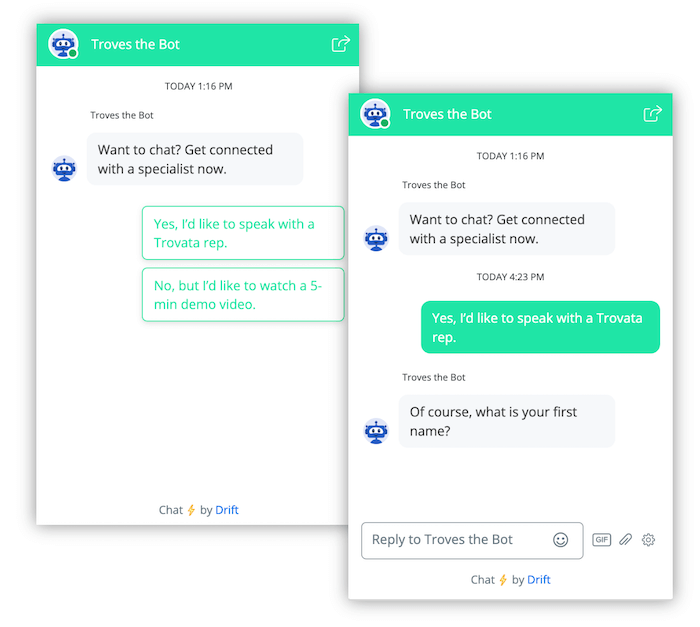 مثال trovata chatbot