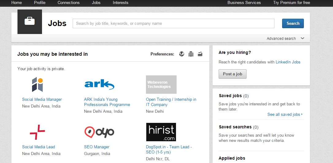 Jobs Startseite LinkedIn