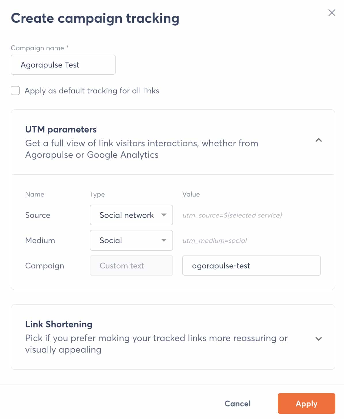 Agorapulse - pelacakan kampanye - parameter UTM