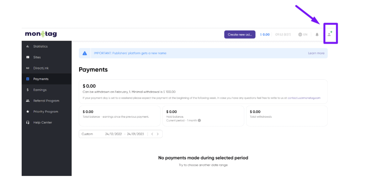 Check earning monetag review