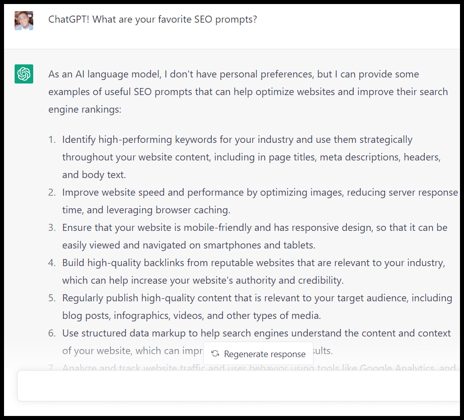 Prompt SEO preferiti di ChatGPT