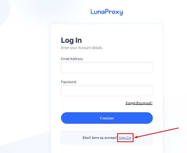 detail akun untuk login di lunaproxy