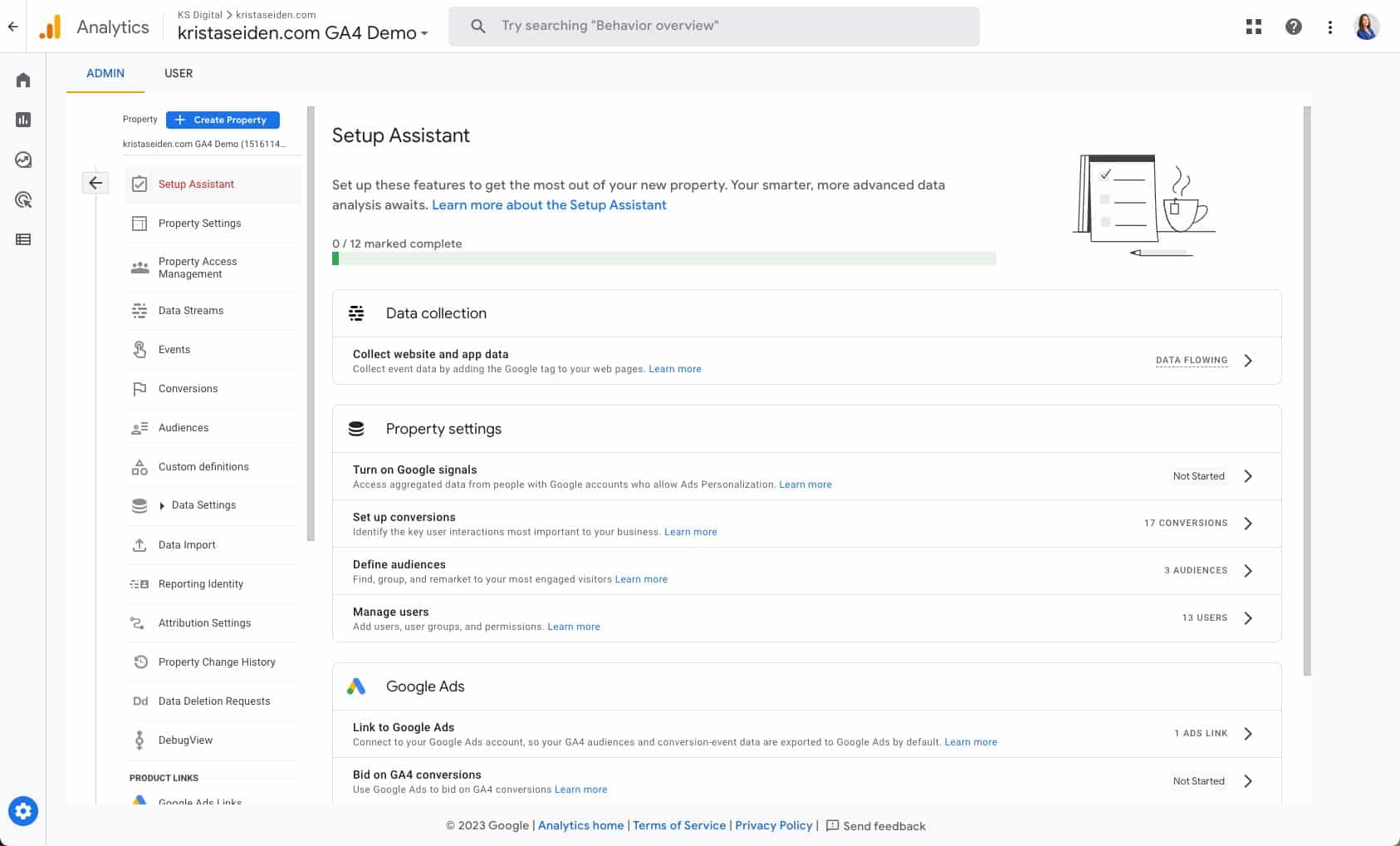 Assistant de configuration GA4