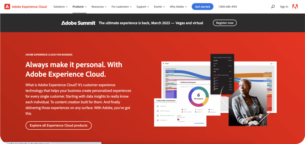 หน้าแรกของ Adobe Experience Cloud