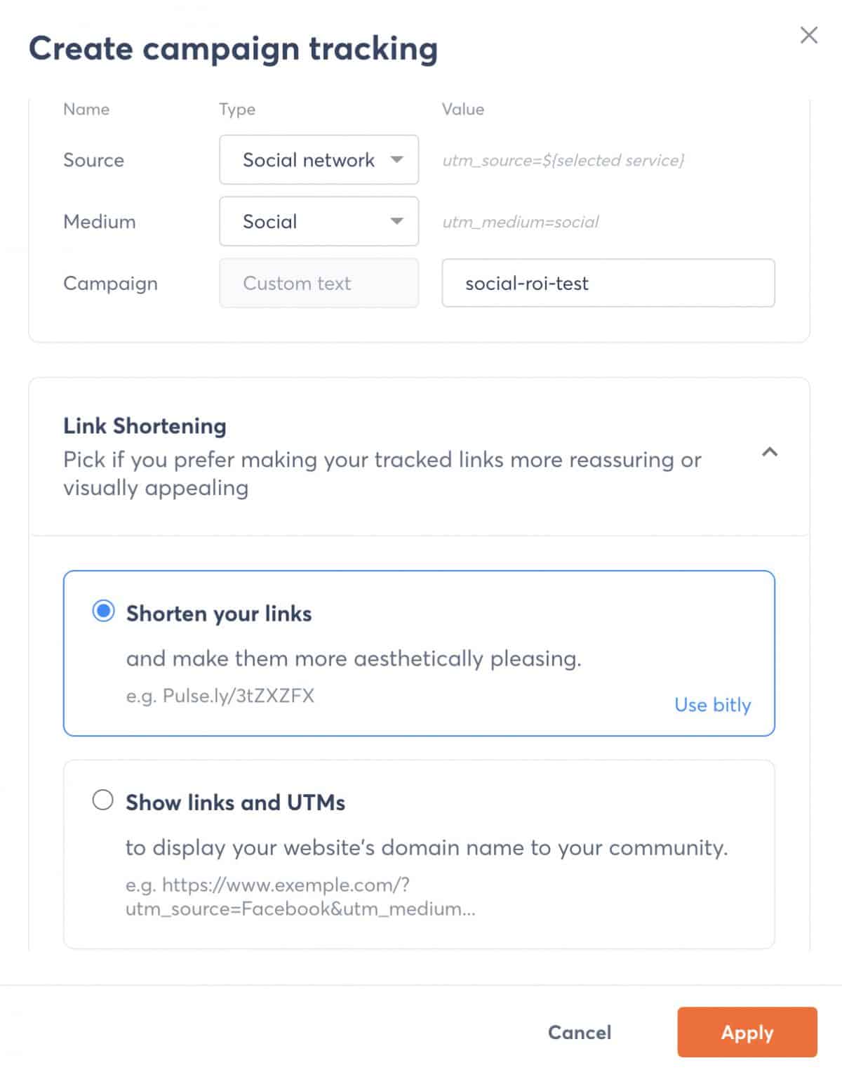 Agorapulse - configurare de urmărire a campaniei