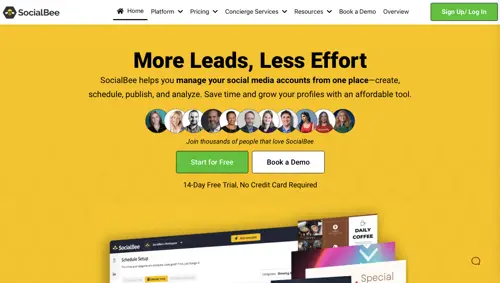 Home page of SocialBee