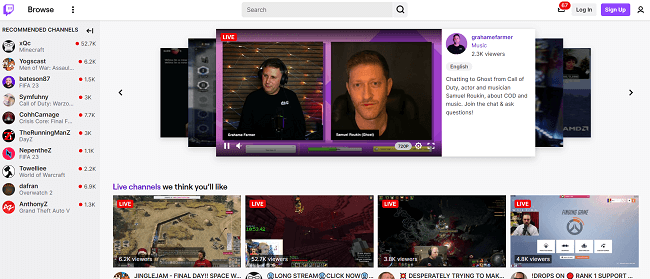 Twitch-Homepage