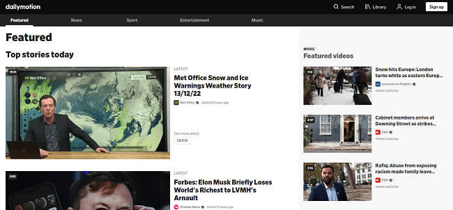Dailymotion-Homepage