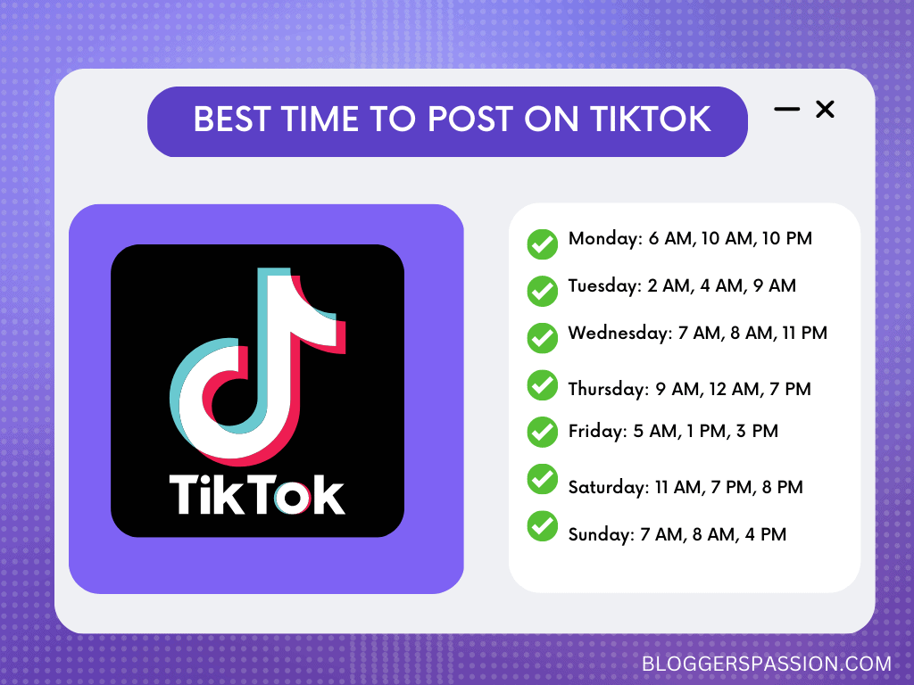 meilleurs jours pour publier sur tiktok