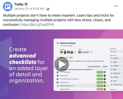 Facebook 게시물 아이디어 - Trello