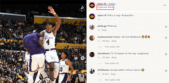 Lakers'ın Instagram Gönderisi