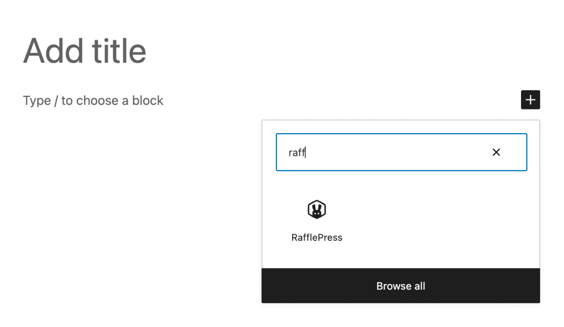 RafflePress เพิ่มบล็อก WordPress