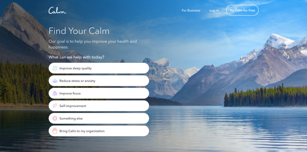 Calm 홈페이지 스크린샷
