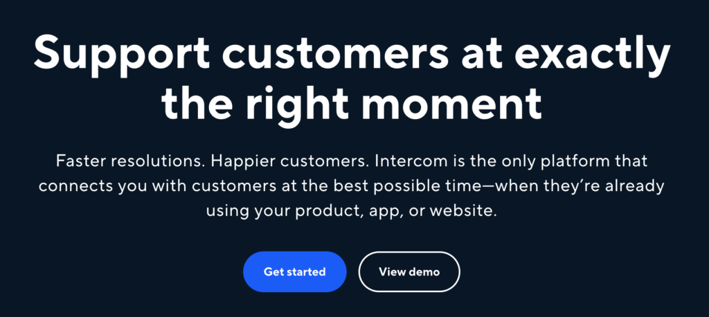 Intercom 홈페이지 스크린샷