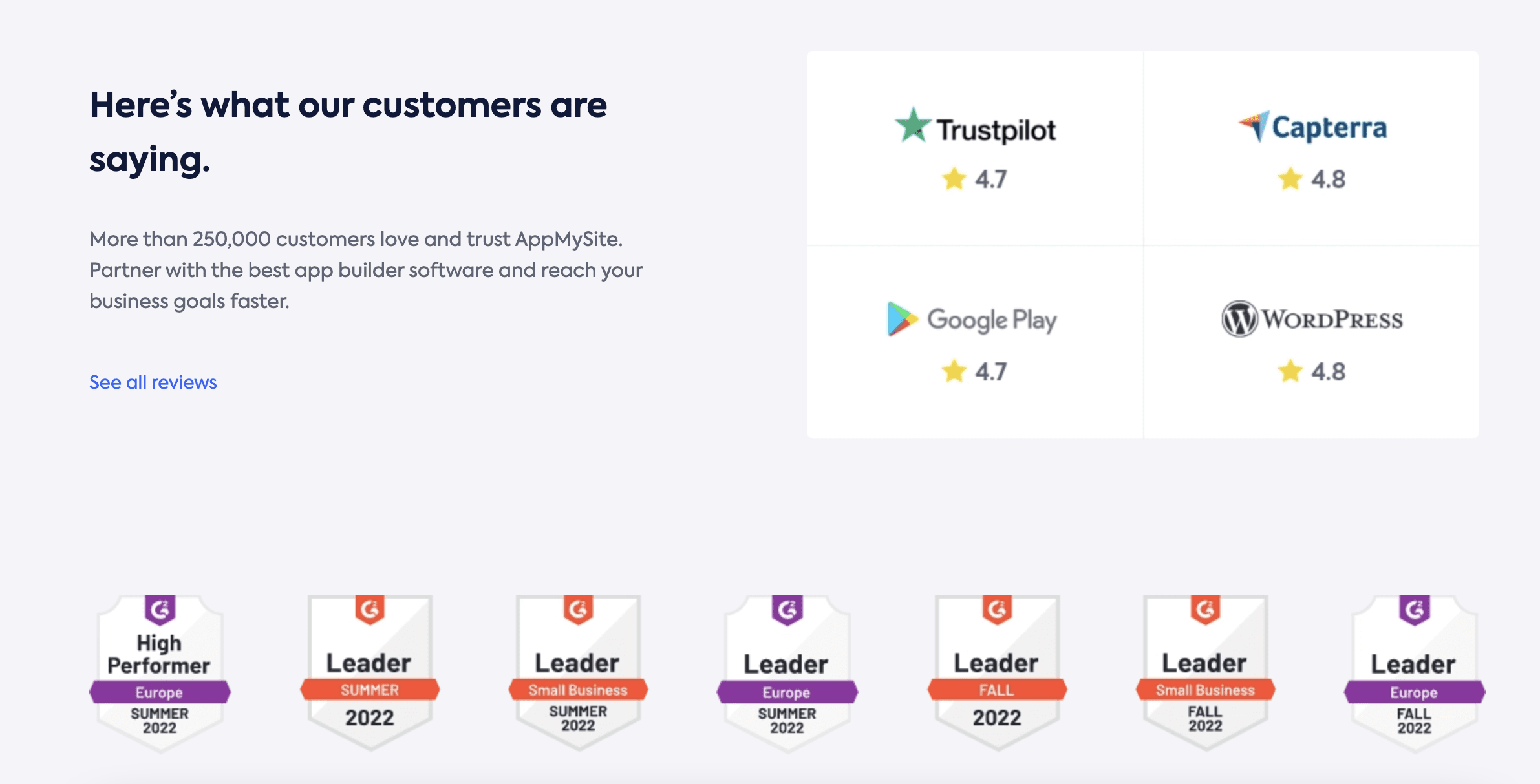 AppMySite 고객 리뷰