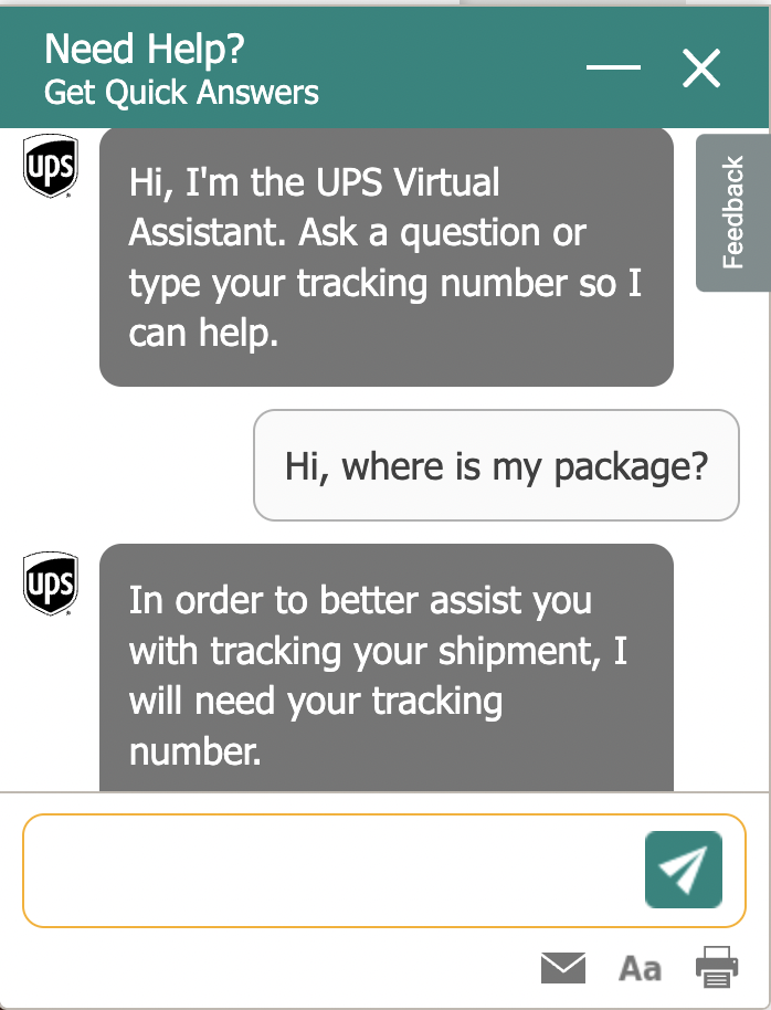 L'assistant virtuel intelligent UPS peut vous aider avec des requêtes complexes.