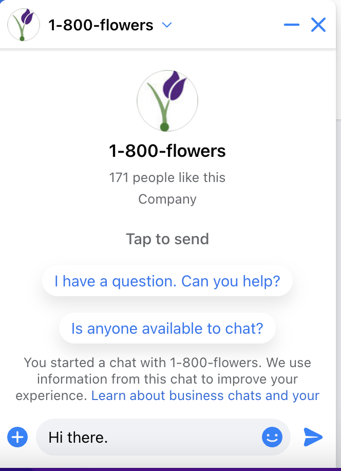 Les clients peuvent réserver des fleurs directement sur le chatbot de 1-800-Flowers.