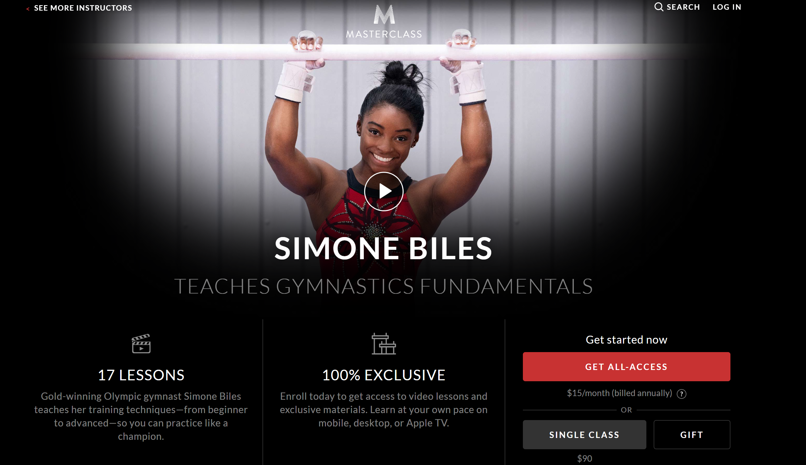 مراجعة دورة Simone Biles Masterclass