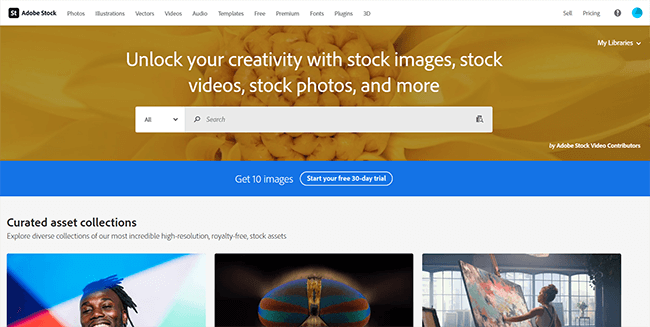 Adobe Stock 홈페이지