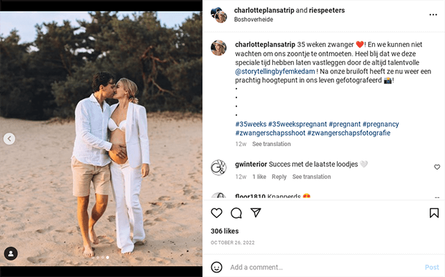 Charlotte plănuiește o postare pe instagram de călătorie