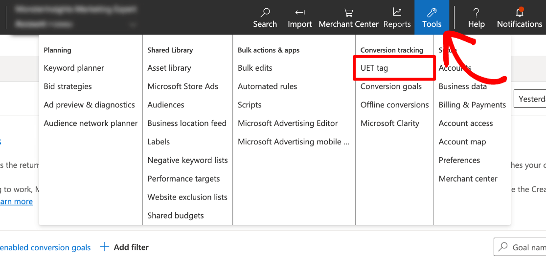 เครื่องมือติดตามการแปลงโฆษณาของ Microsoft - แท็ก UET