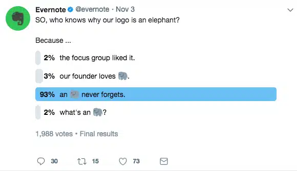 Evernote 推特投票