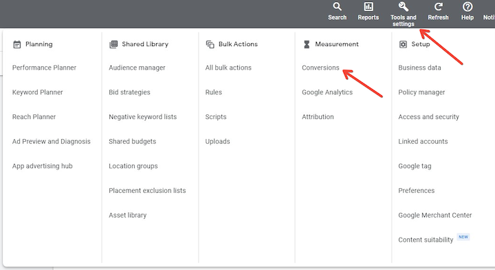 Configuración del seguimiento de conversiones de anuncios de Google: herramientas y configuración