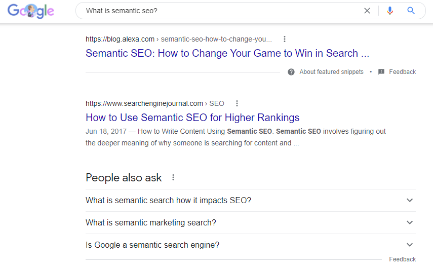 시맨틱 seo serps 결과