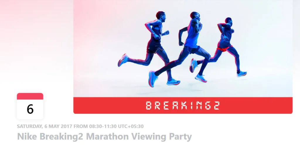 Nike #Breaking2 - crea un evento en Facebook