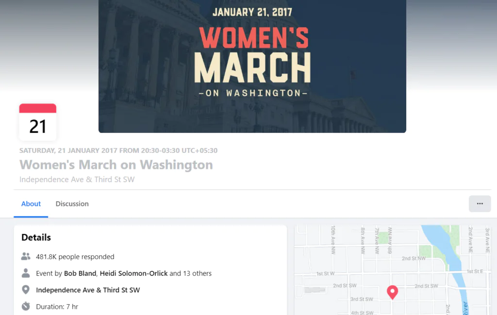 Marcha de mujeres: un evento en Facebook