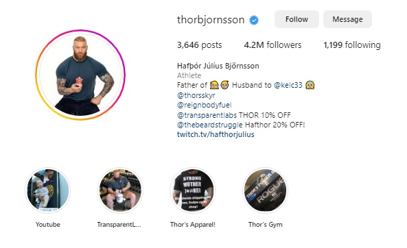 thorbjornsson instagram - 运动员