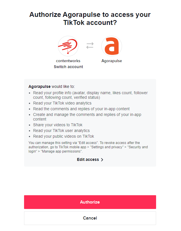 agorapulse v1でtiktokを使う方法