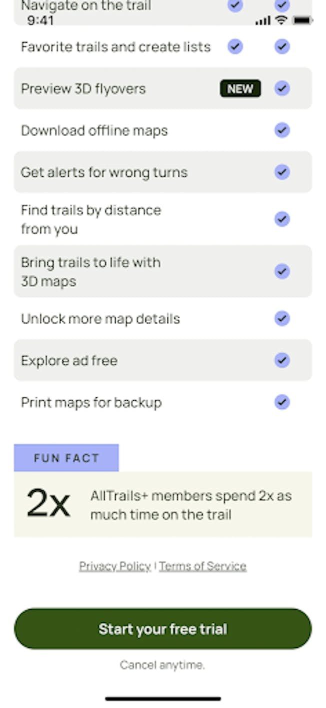 来自 AllTrails 应用程序的示例