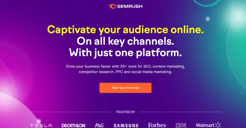 SEMRush- Ferramentas de agência de marketing de pesquisa de palavras-chave