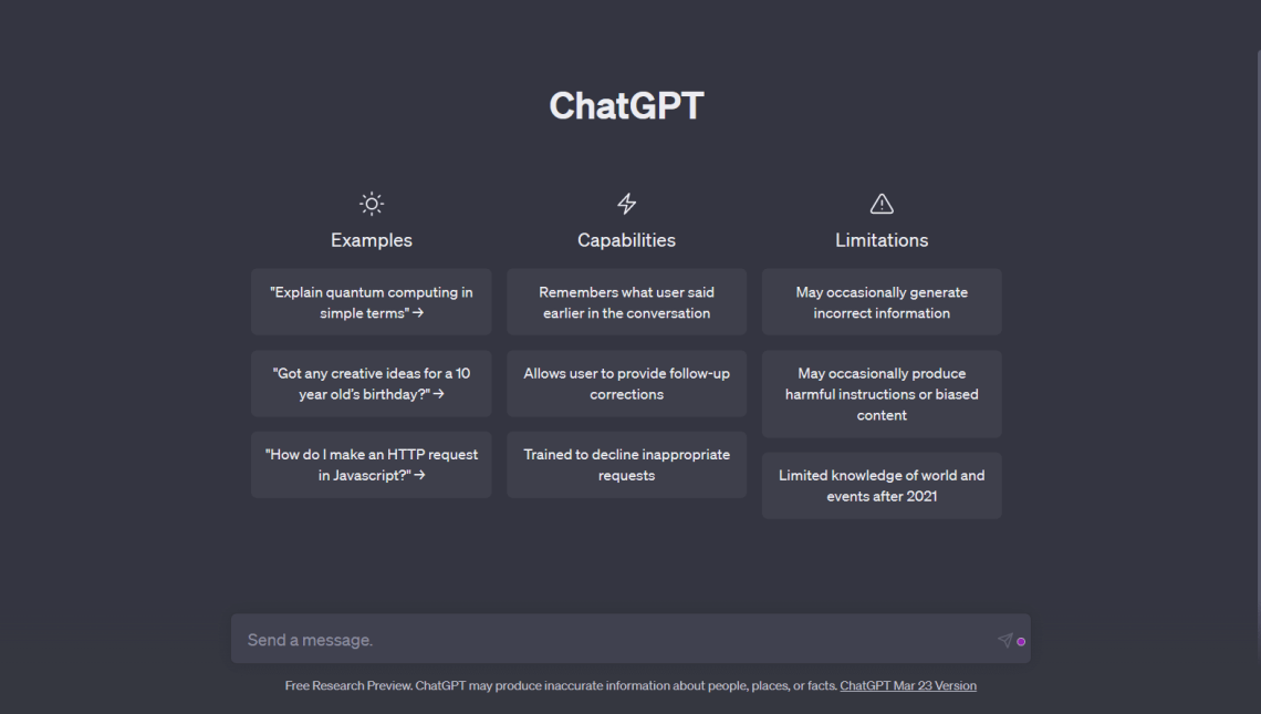 Tableau de bord ChatGPT