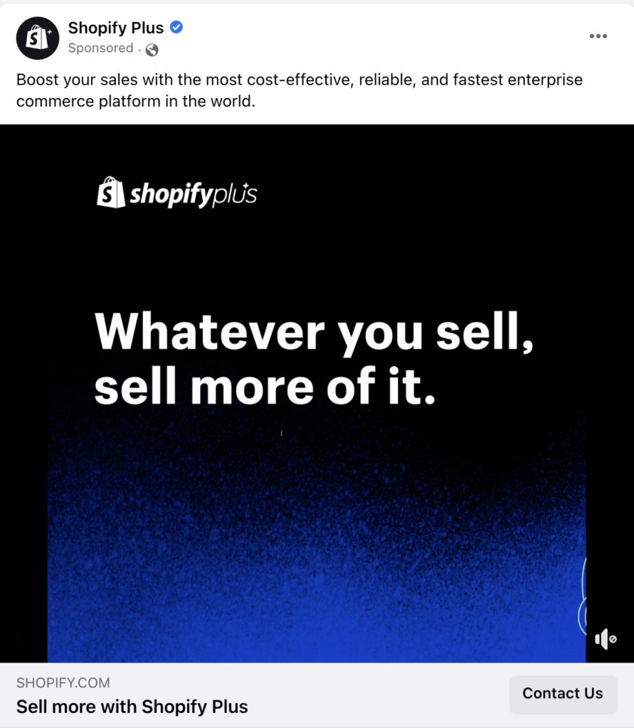 Anúncios do Shopify Plus no Facebook