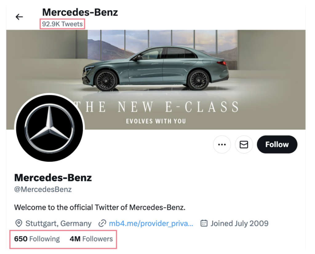 Tangkapan layar akun Twitter Mercedes-Benz