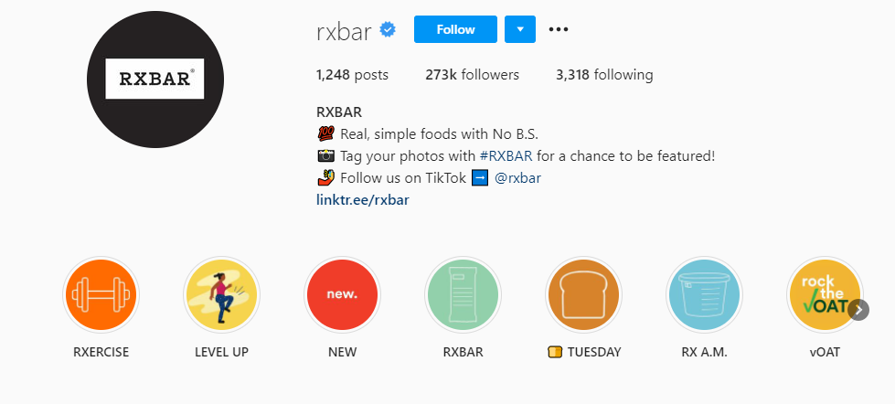 Instagram RXBar menyoroti berbagai konten, termasuk berbagai penggunaan Cerita