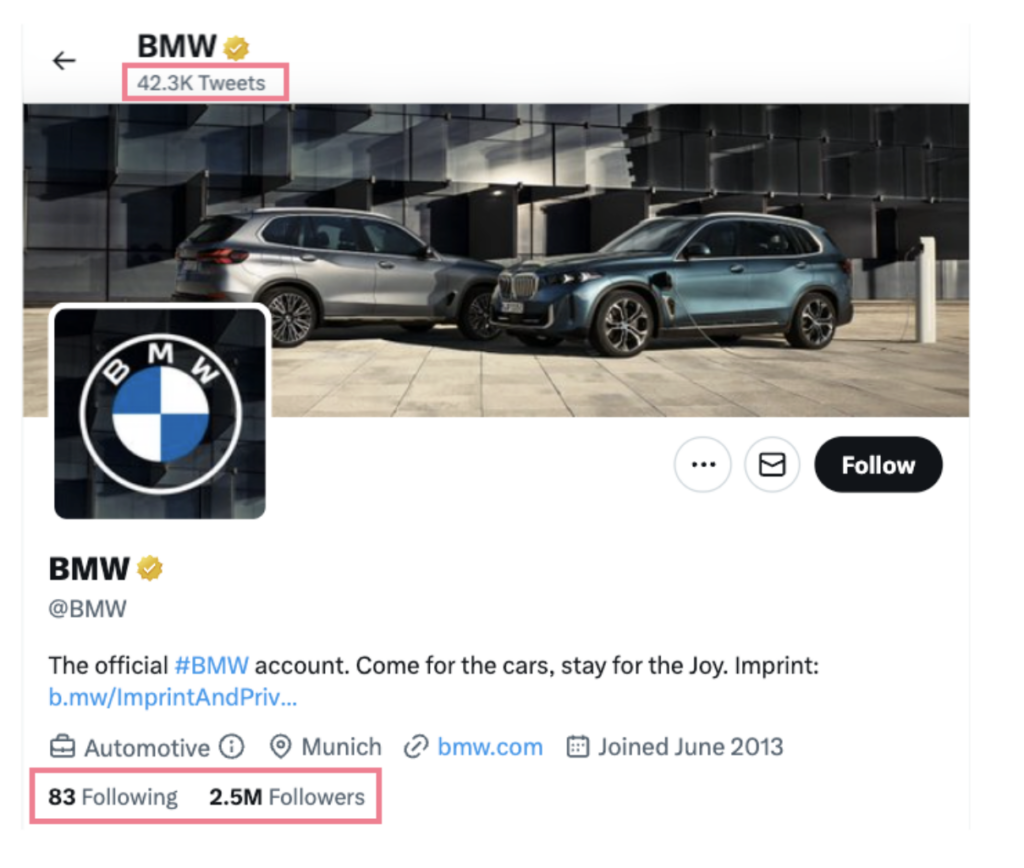 Tangkapan layar akun Twitter BMW