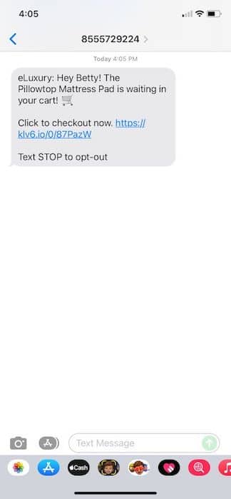 eLuxury'den SMS metin pazarlama örneği