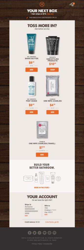 E-Mail des Dollar Shave Club