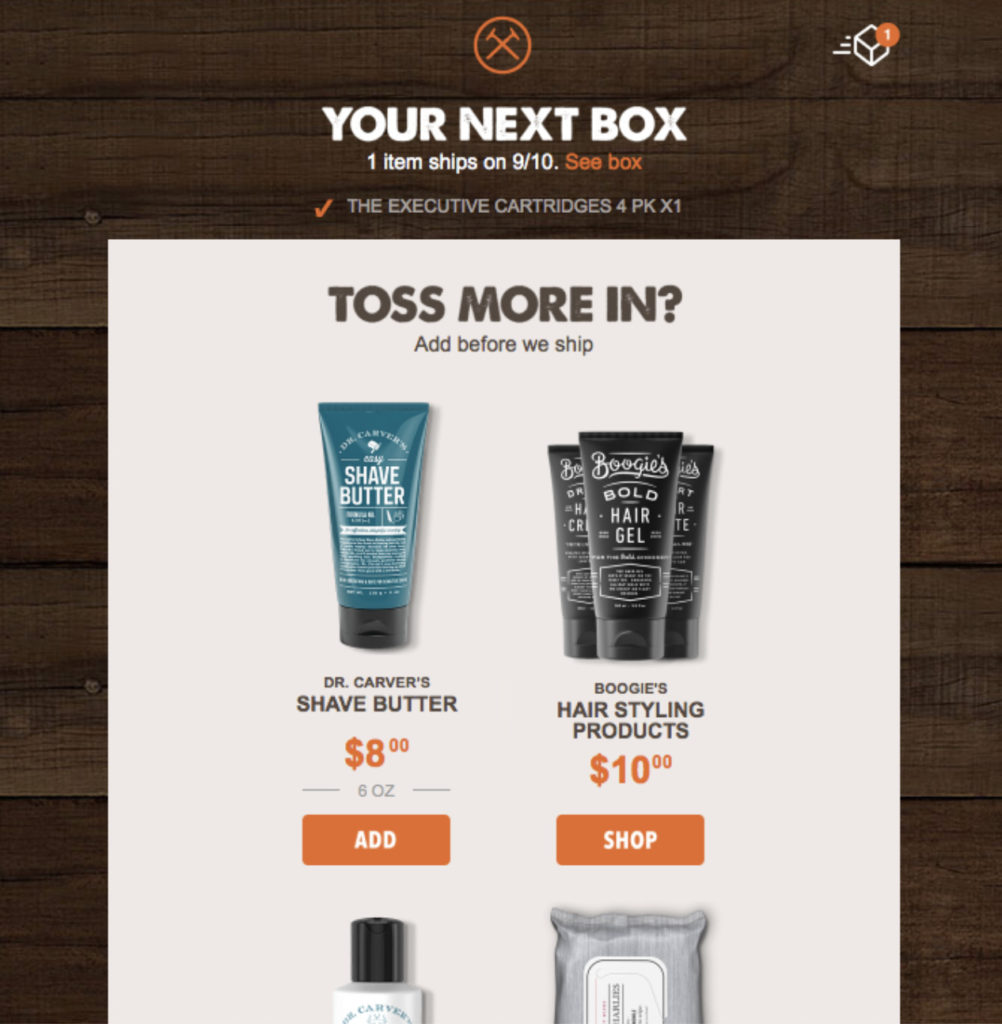 Screenshot der Cross-Selling-E-Mail von Dollar Shave Club