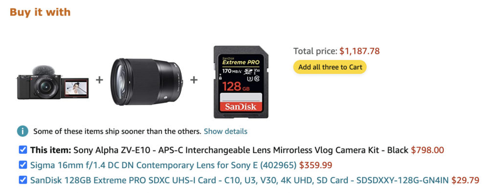 Screenshot von Amazon Cross Selling