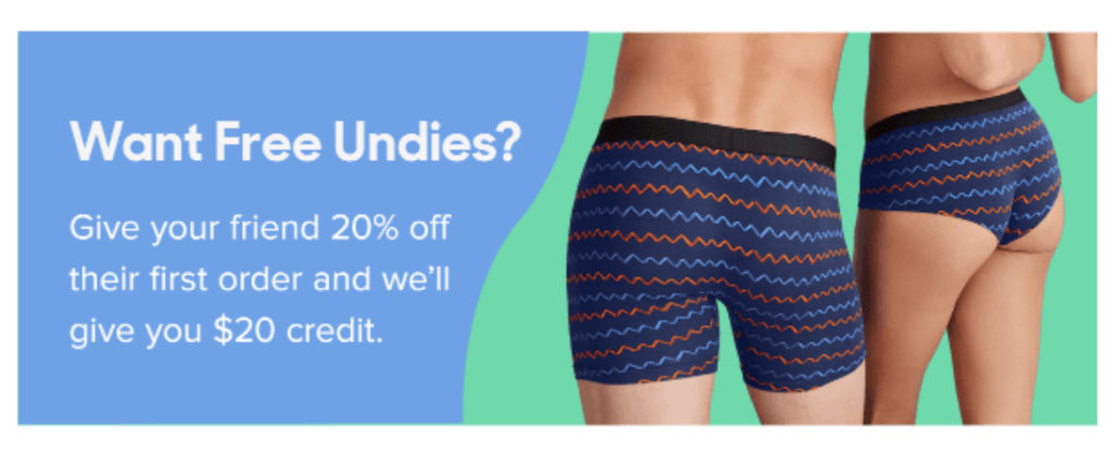 Screenshot of MeUndies Shipping Notification Email with referral program