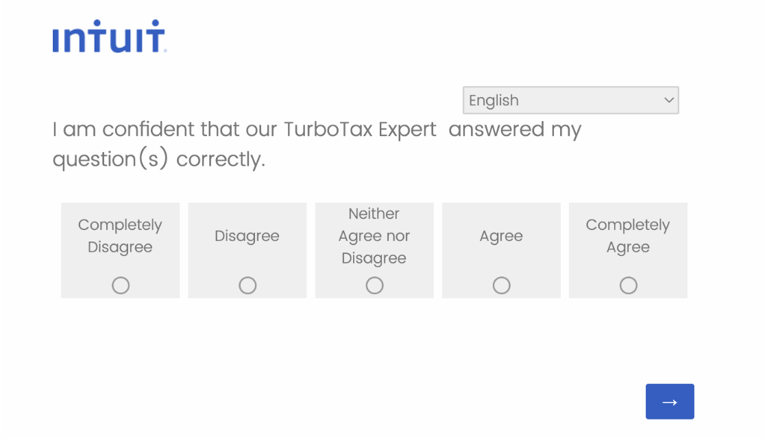 ejemplos de encuestas de satisfacción del cliente - TurboTax